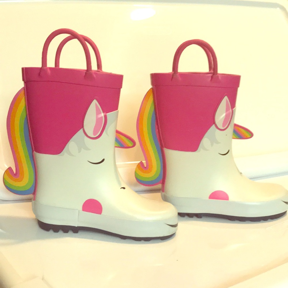 Toddler Unicorn Rainbow Rain Boots Size 7